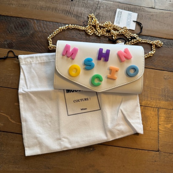 Moschino Couture White Leather Wallet on Chain Crossbody Bag - Picture 2 of 5